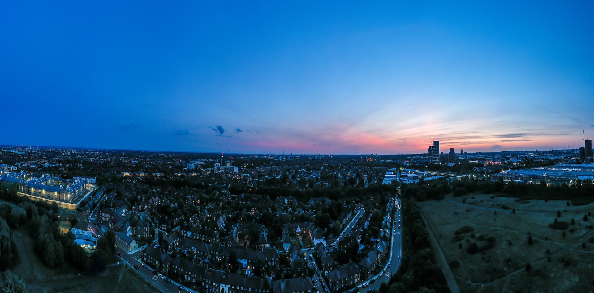 panoramic shot of West London looking over Acton towards Ealing